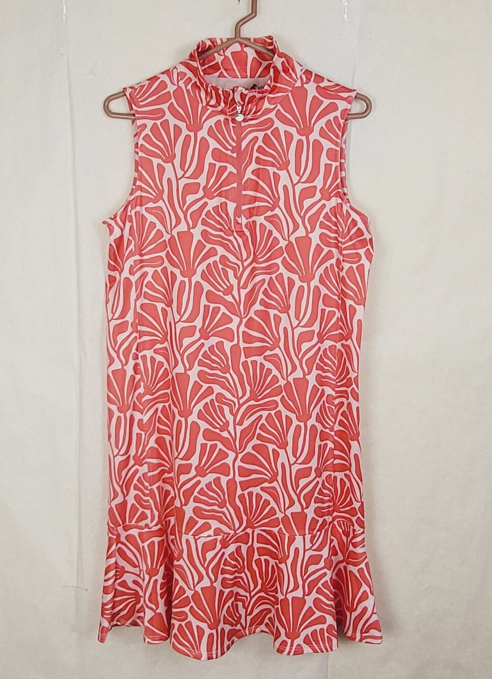 Caribbean Joe pink tropical print dress quarter zip Size Small UPF 50 Beachy